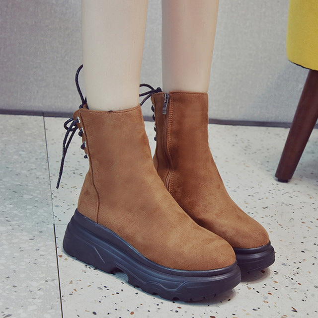 Shoes Women Vintage Non-Slip Round Toe Low Help