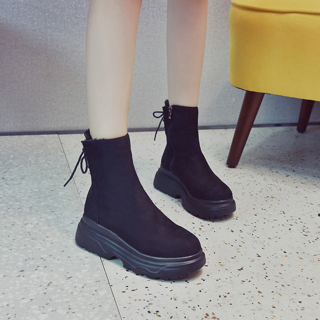 Shoes Women Vintage Non-Slip Round Toe Low Help