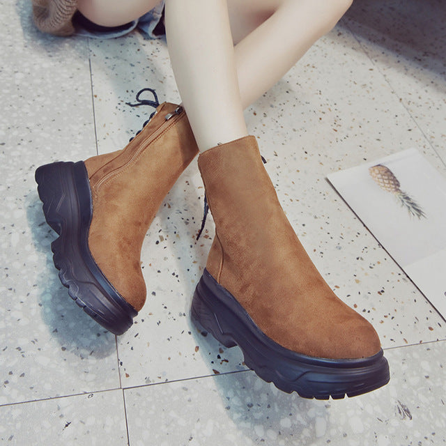 Shoes Women Vintage Non-Slip Round Toe Low Help