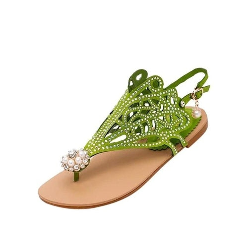 Vintage Women Flats Rhinestone Footwear Heel Anti
