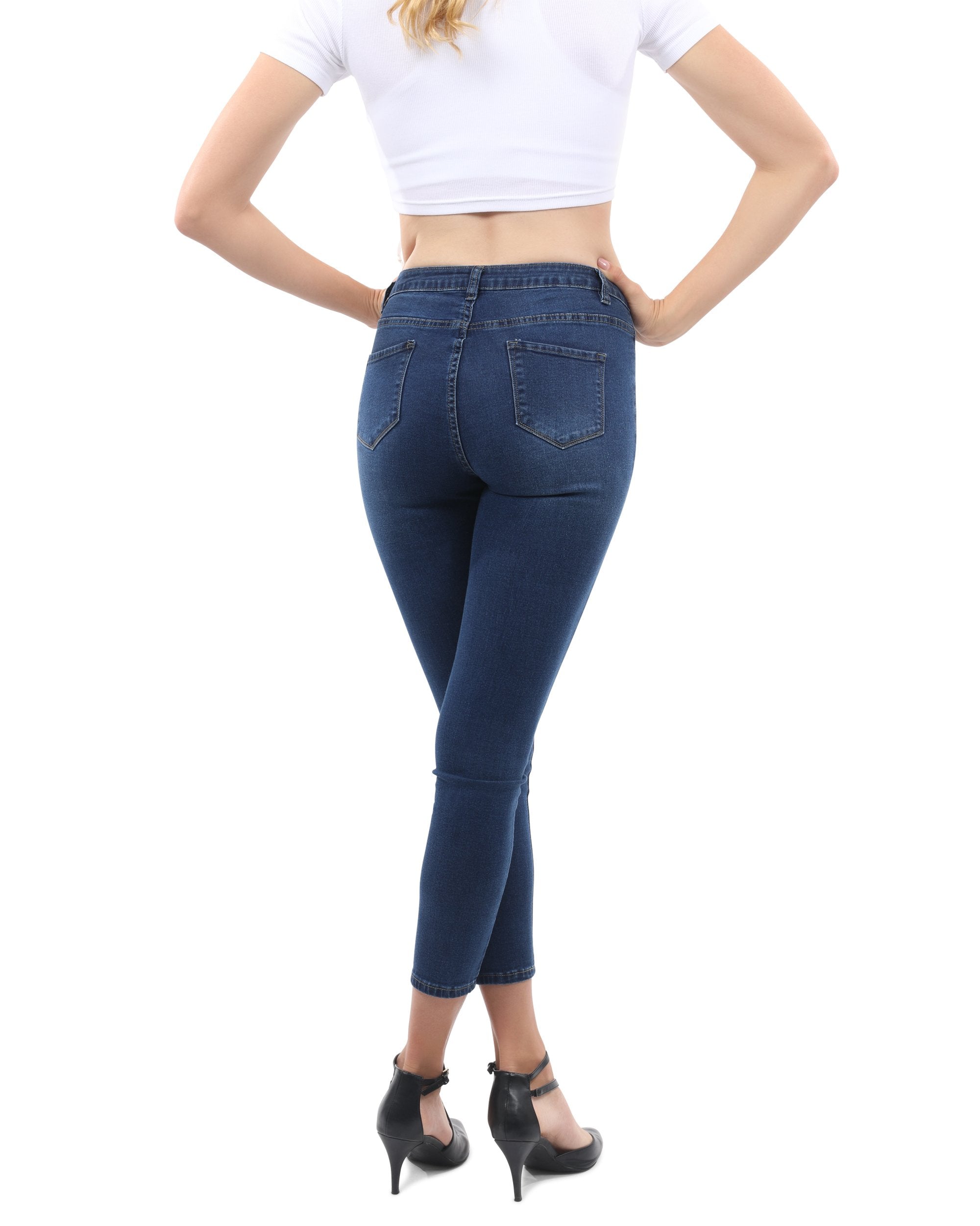 Talus High Waisted Skinny Jeans - Dark Blue