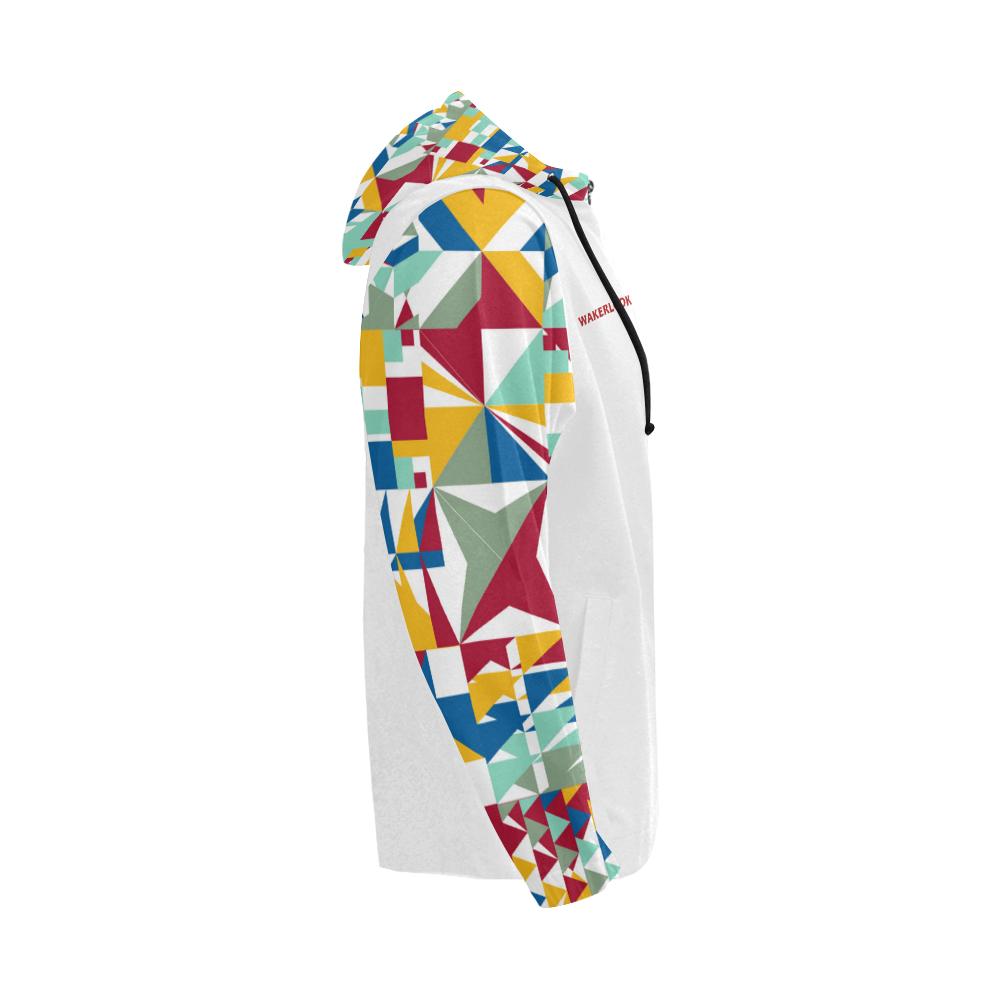 Fashion Wakerlook geometric star Print Full Zip Hoodie