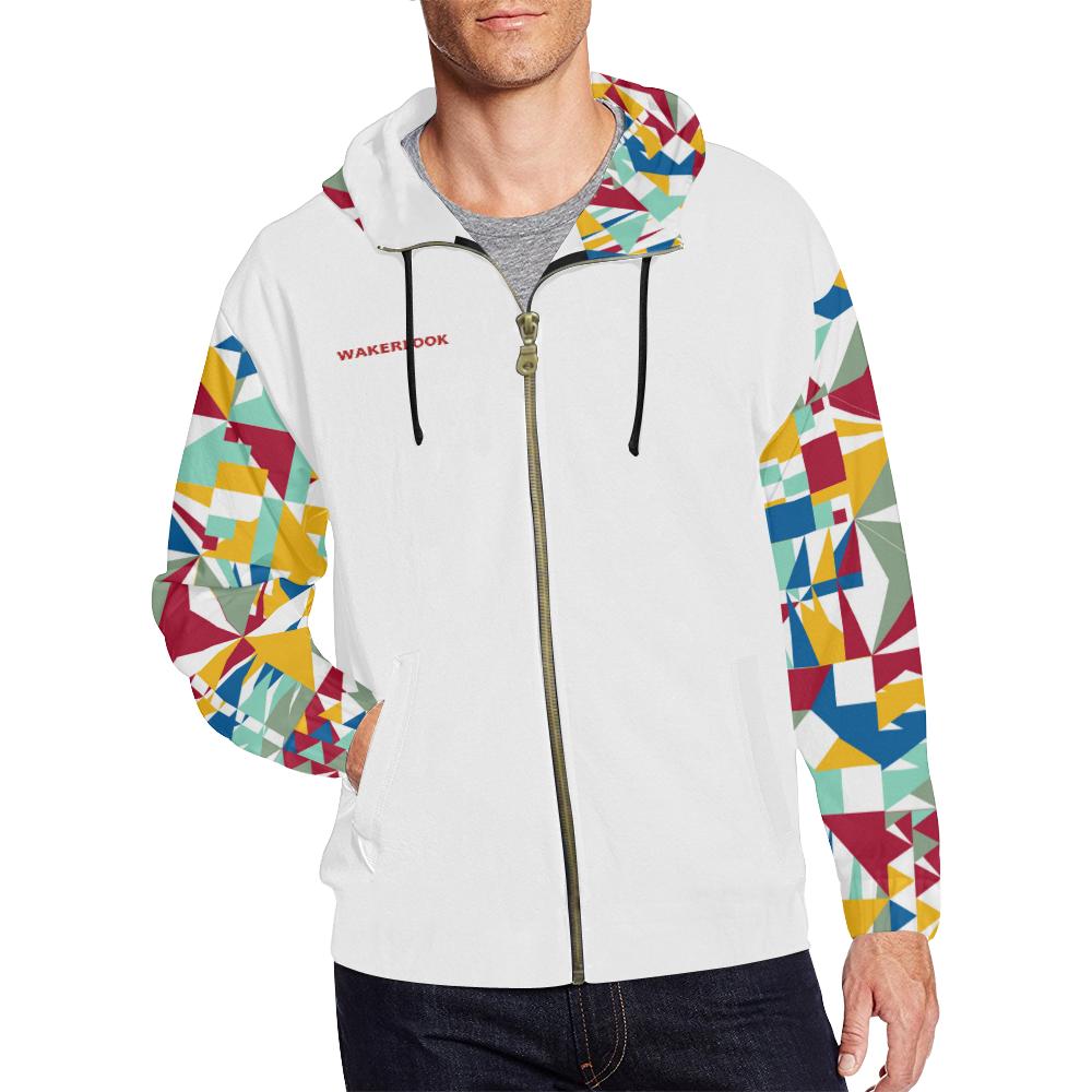 Fashion Wakerlook geometric star Print Full Zip Hoodie