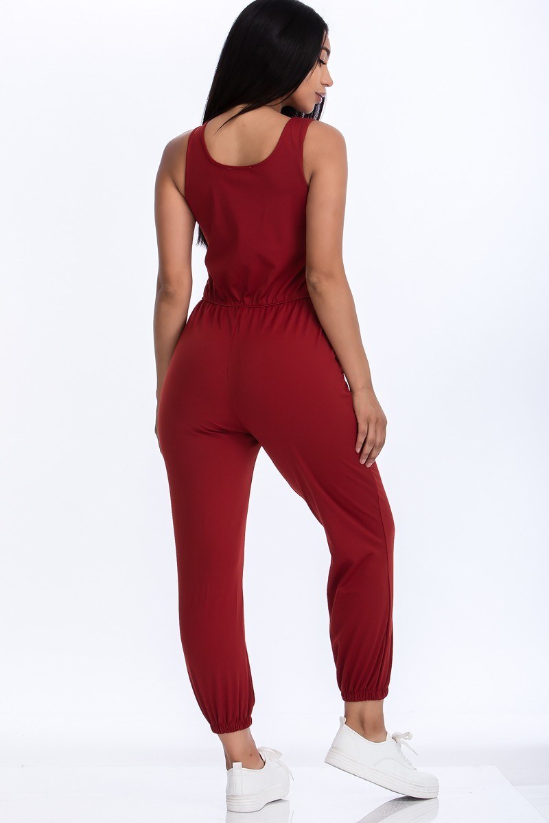 Elasticized Waist Jogger Jumpsuit