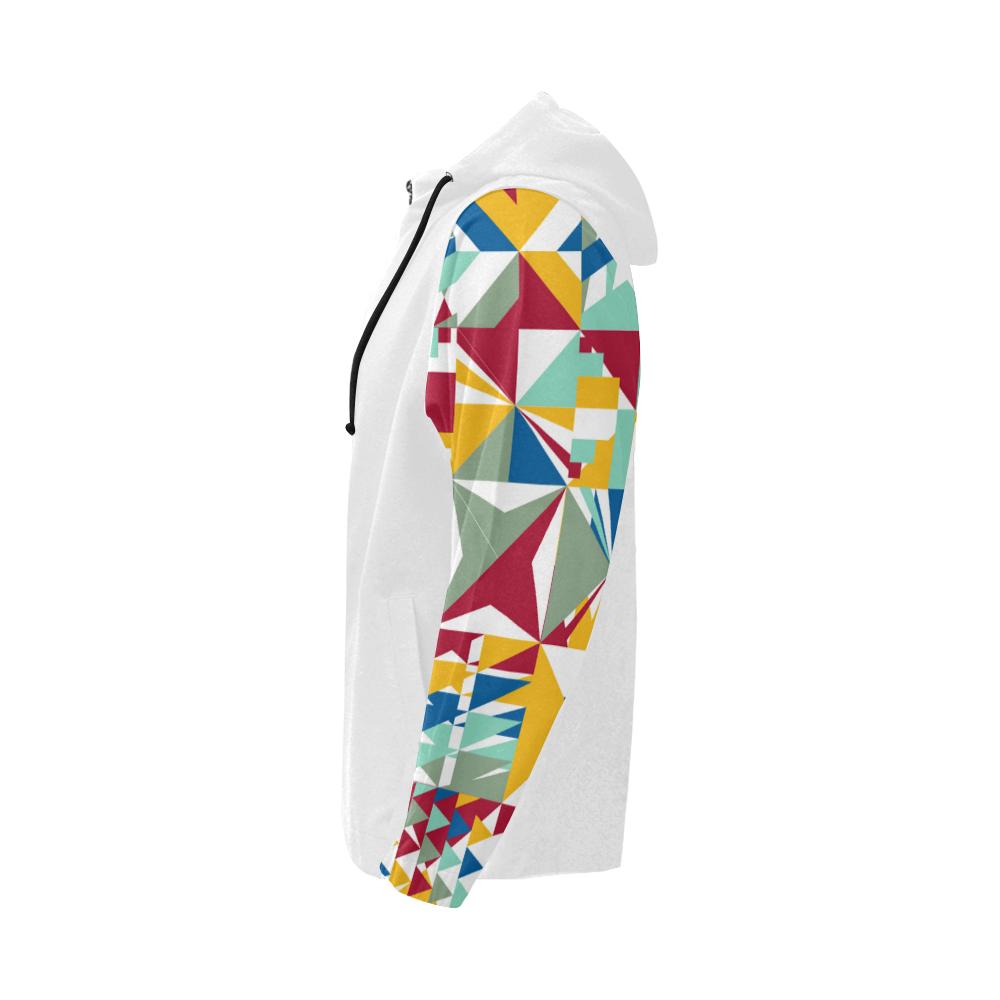 Fashion Wakerlook geometric star Print Full Zip Hoodie