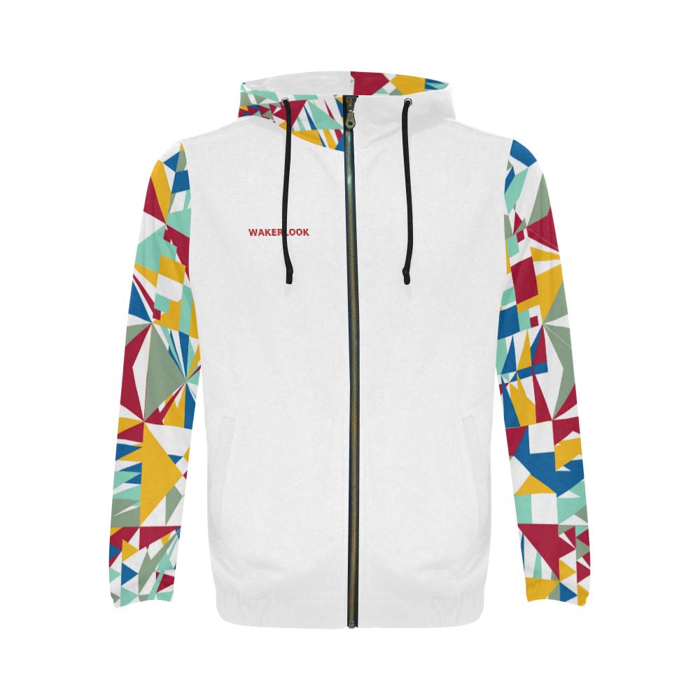 Fashion Wakerlook geometric star Print Full Zip Hoodie