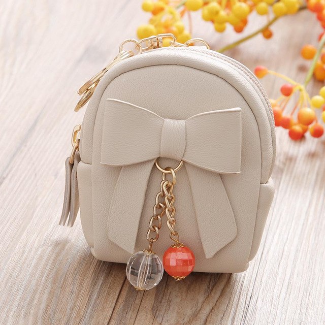 Small Purse Women lovely Bow Zipper Key Bag Short