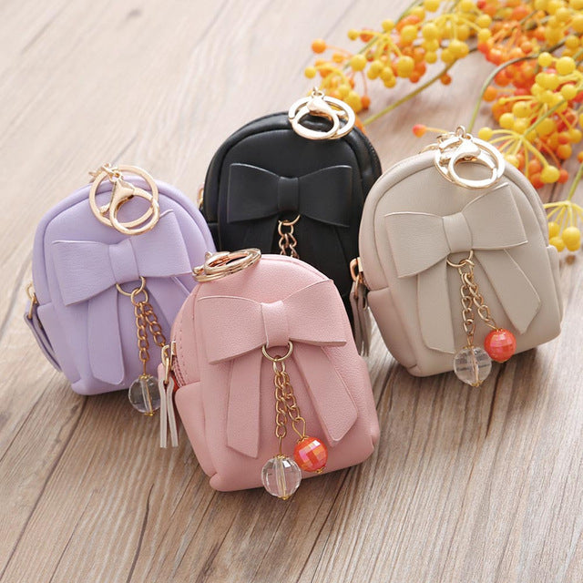 Small Purse Women lovely Bow Zipper Key Bag Short